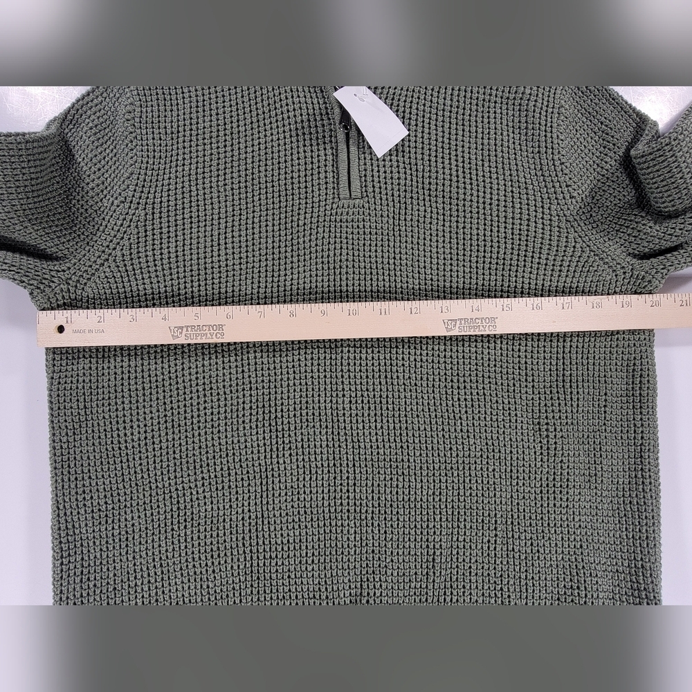 NWT J Crew Sweater Mens Medium Green Waffle Knit 1/4 Zip Pullover Preppy NEW - Picture 4 of 11